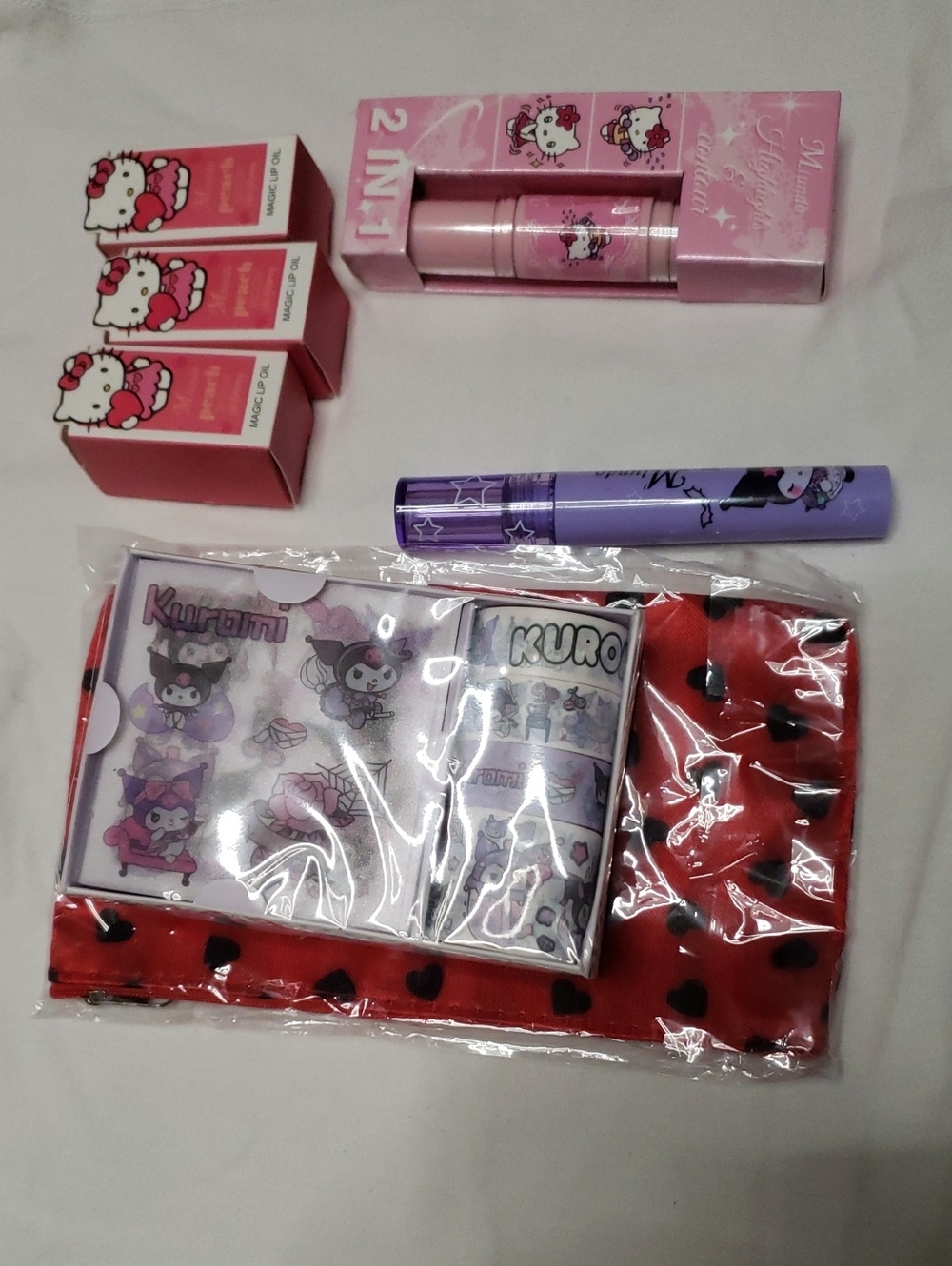 Hello Kitty Makeup & Kuromi Accessory Set - Pink, Purple, Red